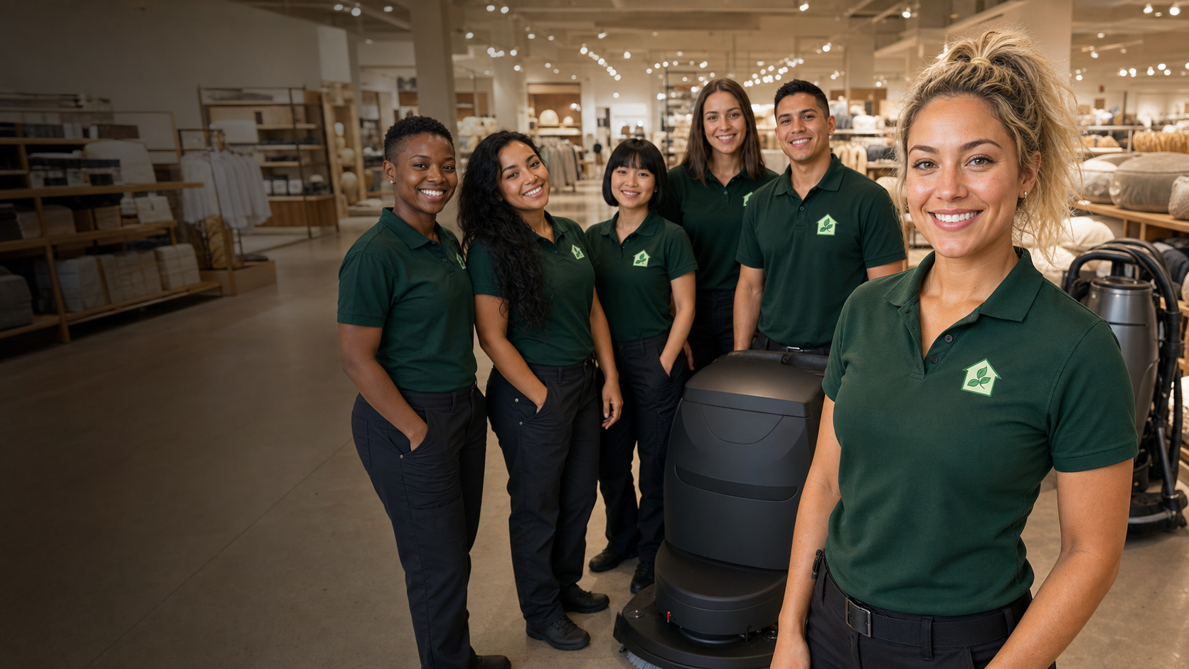 The Cleaning Company team at a commercial cleaning site
