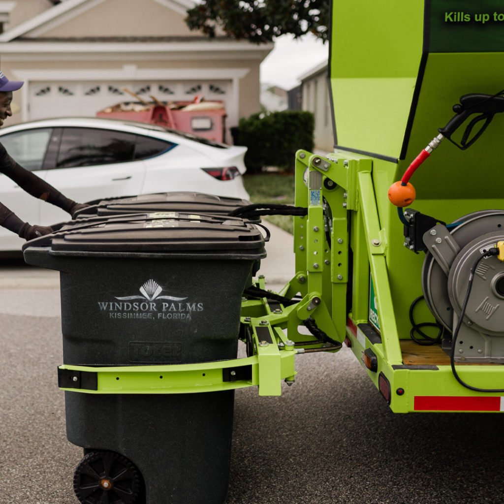 Professional curbside trash bin sanitizing equipment